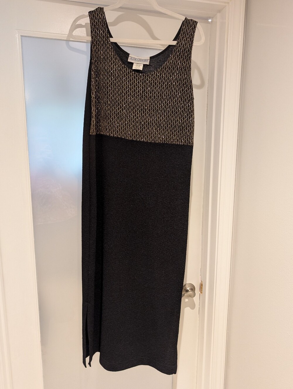 Jessica Howard Metallic Patterned Black Dress